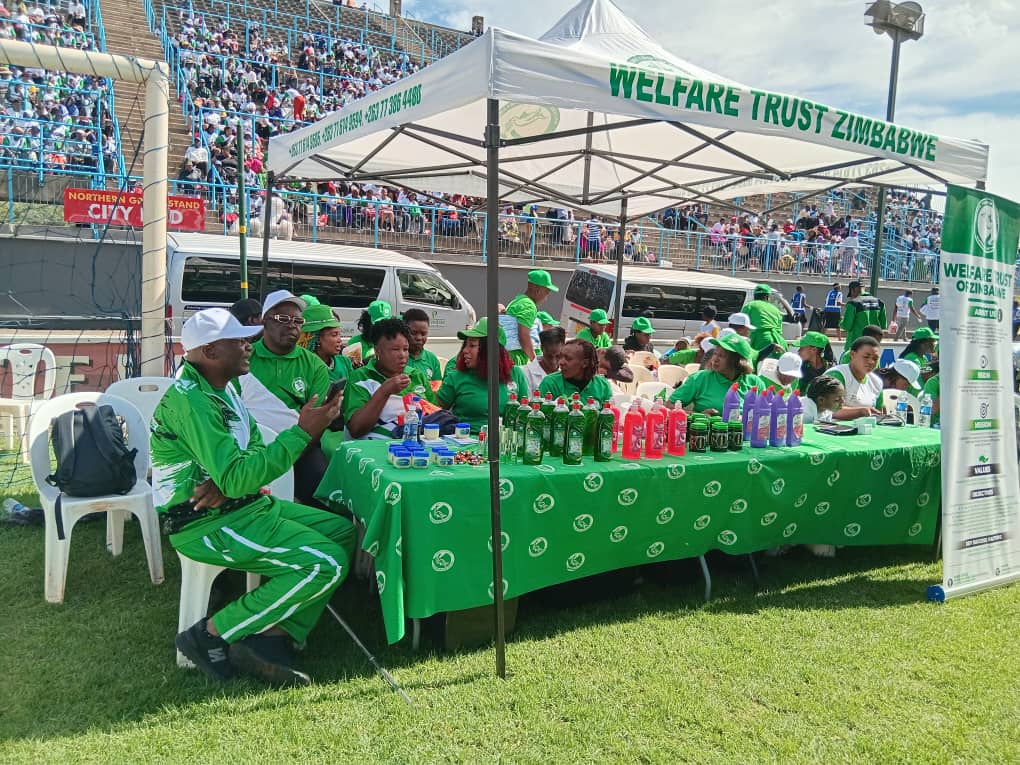 Official Welfare Trust Zimbabwe exhibition tent at stadium
